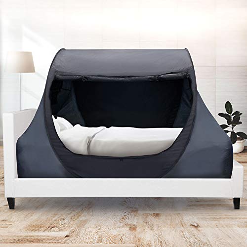 Winterial Indoor Privacy Bed Tent - Slip Over Mattress Pop Up Fort Bed Canopy, Great for Boys, Girls, Teens or Adults, Cozy Foldable Tent for Any Bedroom, Dorm Room or Shared Room (Twin)