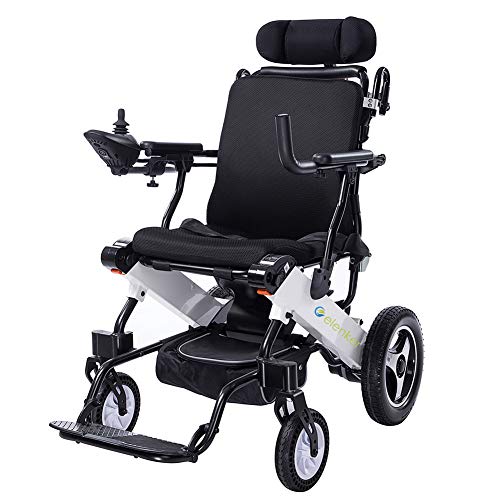 ELENKER Electric Wheelchair, Foldable Power Mobility Aid Motorized Wheel Chair, Dual Battery, 15 Miles Battery Life with Headrest for Home Outdoor