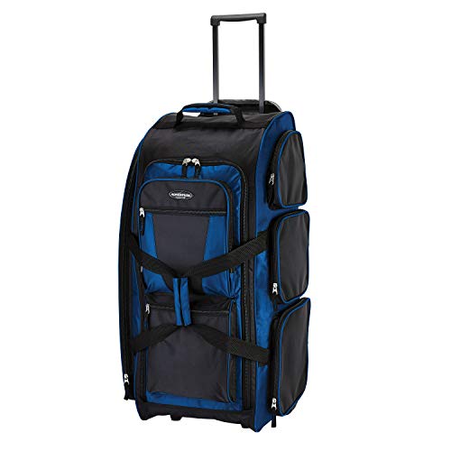 Travelers Club Xpedition 30 Inch Multi-Pocket Upright Rolling Duffel Bag, Neon Blue, 30' Suitcase