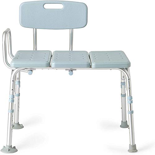 Medline Tub Transfer Bench, for Use as A Shower Bench or Bath Seat, Light Blue
