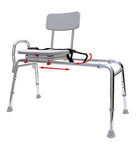 Swiveling and Sliding Bathtub Transfer Bench and Shower Chair (Reg) (77662). Swiveling and Sliding system, Multiple Safety Features, Tool-Less Assembly, Height Adjustable and High Weight Capacity.