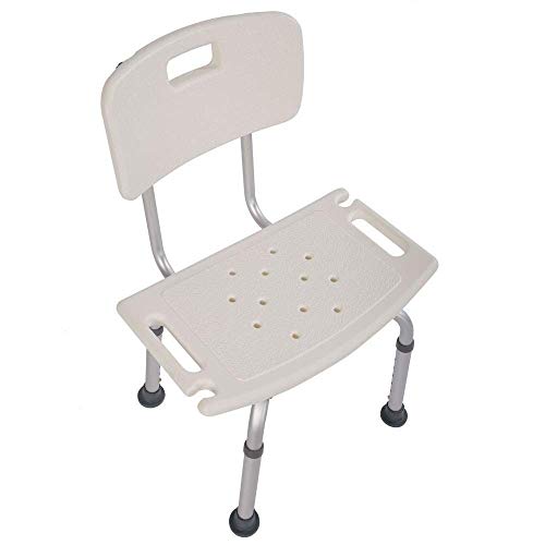 350LBS Medical Shower Chair Bath Seat,Upgraded Aluminum Legs Stool Transfer Bench SPA Bathroom Bathtub Chair Home No-Slip Safety Adjustable 7 Height(with Back)