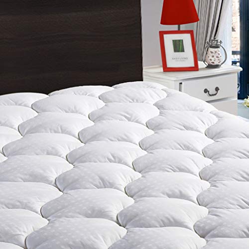 LEISURE TOWN Queen Mattress Pad Cover Cooling Mattress Topper Cotton Top Pillow Top with Snow Down Alternative Fill (8-21 Inch Fitted Deep Pocket)