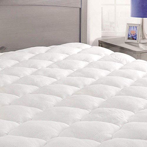 ExceptionalSheets Bamboo Mattress Pad - Extra Plush Rayon from Bamboo Cooling Topper - Pillowtop Mattress Pad with Fitted Skirt - King Size