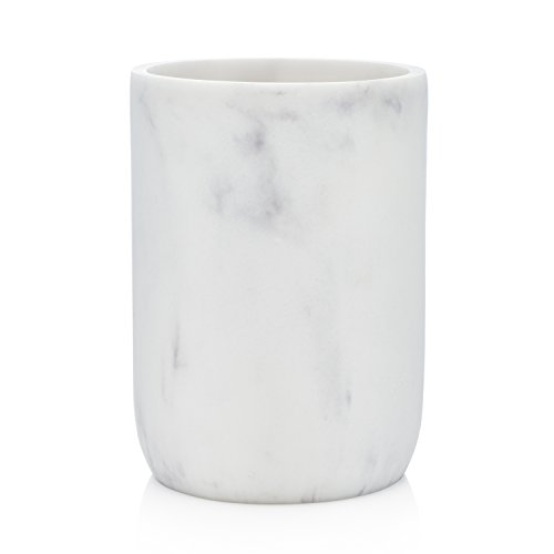 Essentra Home Blanc Collection White Bathroom Tumbler Cup for Vanity Countertops, Also Great As Pencil Pen Holder and Makeup Brush Holder