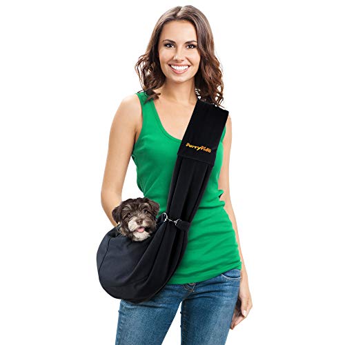 FURRY FIDO Dog Carriers for Small Dogs - Breathable Cat Dog Bag - Handsfree Pet Sling Carrier - Travel Puppy Carrying Bag - Classic Pet Sling