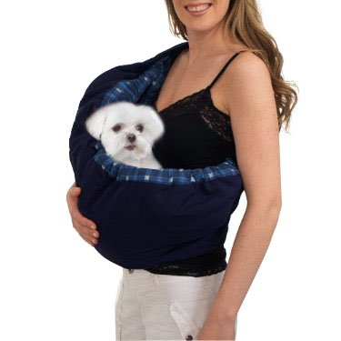 Pet Sling Carrier, OrgMemory Adjustable Sling Bag, Small Dog Cat Outdoor Shoulder Carrier Bag, Most Suitable: 3-8 lbs (Blue Plaid)