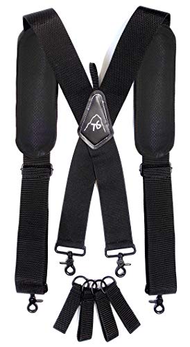 Tool Belt Suspenders- Heavy Duty Work Suspenders for Men, Tool Harness, Adjustable, Comfortable and Padded -Includes- Tool Belt Loops and Strong Trigger Snap Clips, ToolsGold