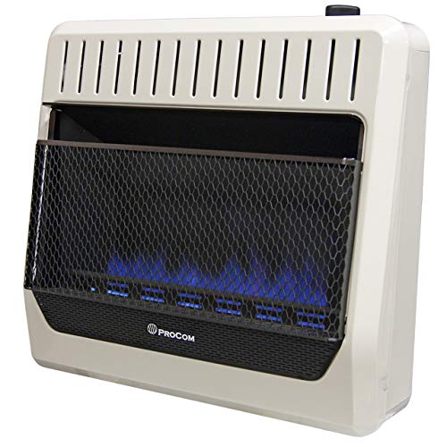 ProCom MG30TBF Ventless Dual Fuel Blue Flame Wall Heater Thermostat Control – 30,000 BTU, White