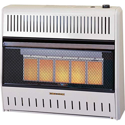 ProCom MNSD5TPA-BB Dual Fuel Ventless Infrared Gas Space Heater with Blower and Base-30,000, 5 Plaque, T-Stat Control, 30,000 BTU, Black